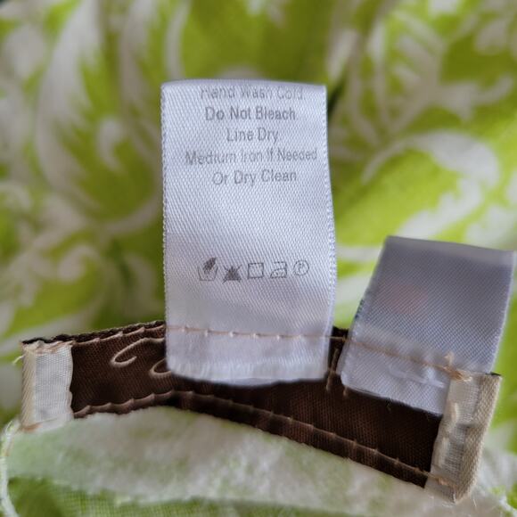 Suzette Linen Strapless Dress Green Floral Tie Back Pineapple Preppy Women 4 - Picture 12 of 12